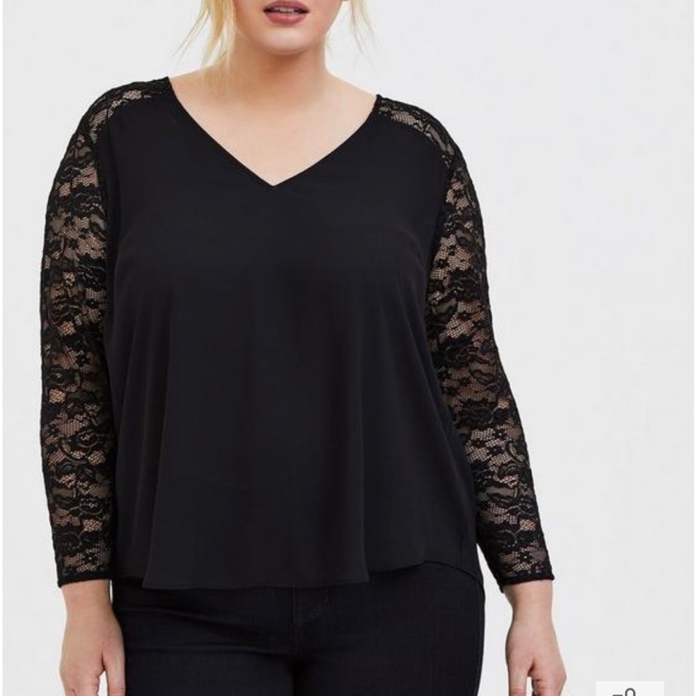 NWT black Georgette lace sleeve shirt Torrid size 3 (22/24)